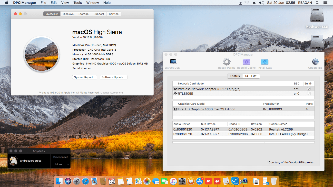 Success Hackintosh macOS High Sierra 10.13.6 Build 17G66 at Lenovo Ideapad Z400 Touch